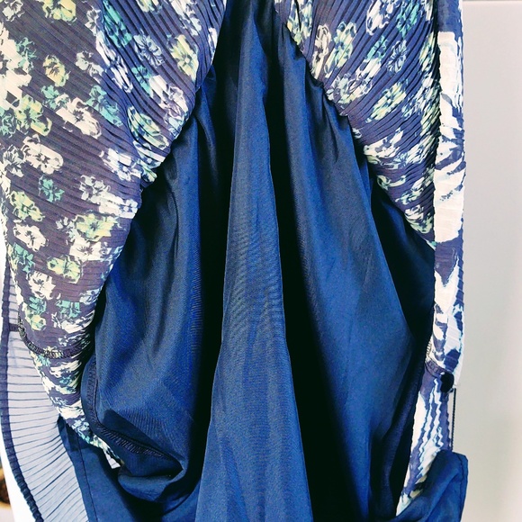 NWT LAUREN CONRAD CHIFFON SHEER OVERLAY LINED SLEEVELESS FLORAL POLY DRESS 14 - Picture 9 of 14